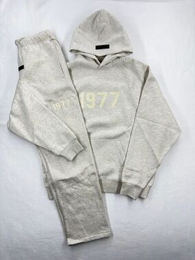Fear of God 1977 Hoodie & Sweatpants Set in Light Gray/Cream